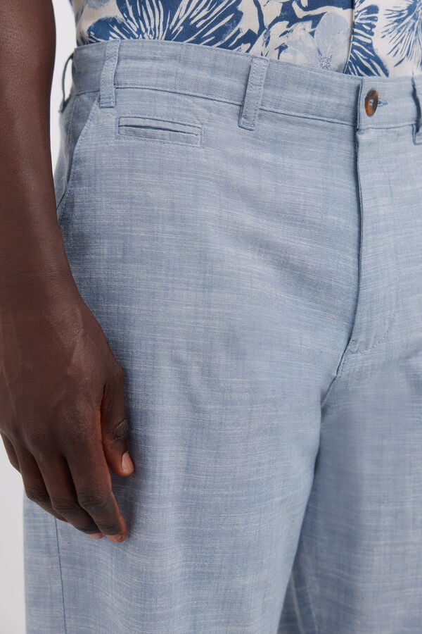 Springfield Bermuda chambray comfort slim fit azul