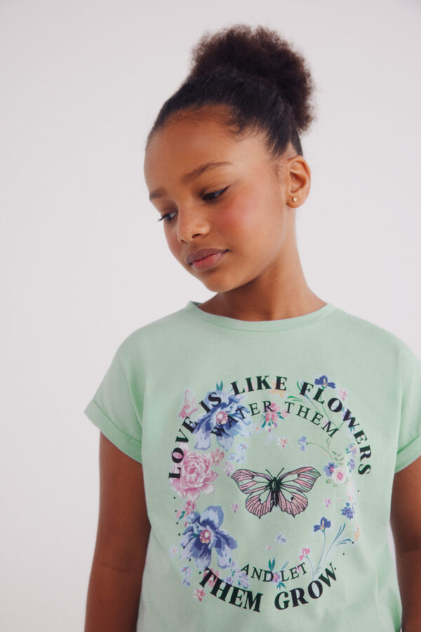 Springfield Kids Camiseta borboleta feminina verde