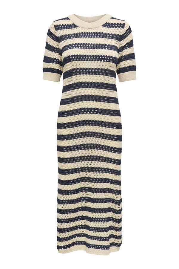 JDY Vestido largo punto calado beige