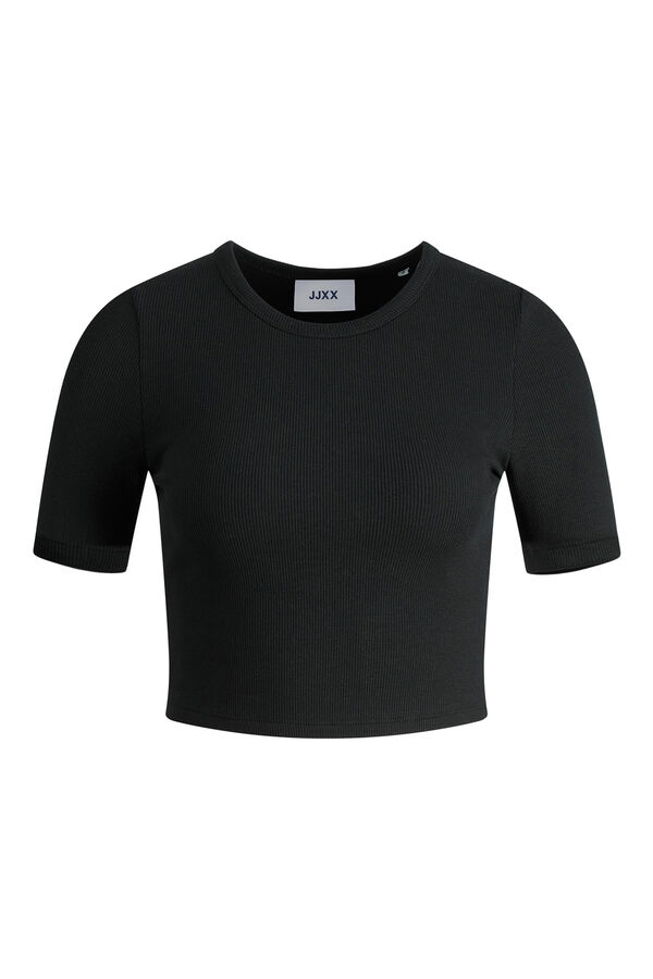 Jack & Jones T-shirt nervuras b&aacute;sica preto