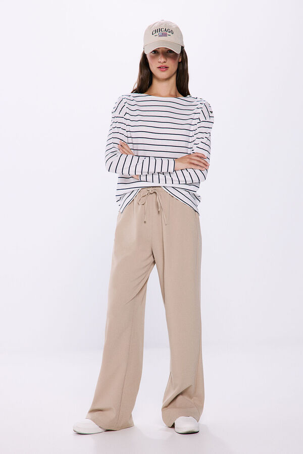 Springfield Camiseta cuello barca botones beige