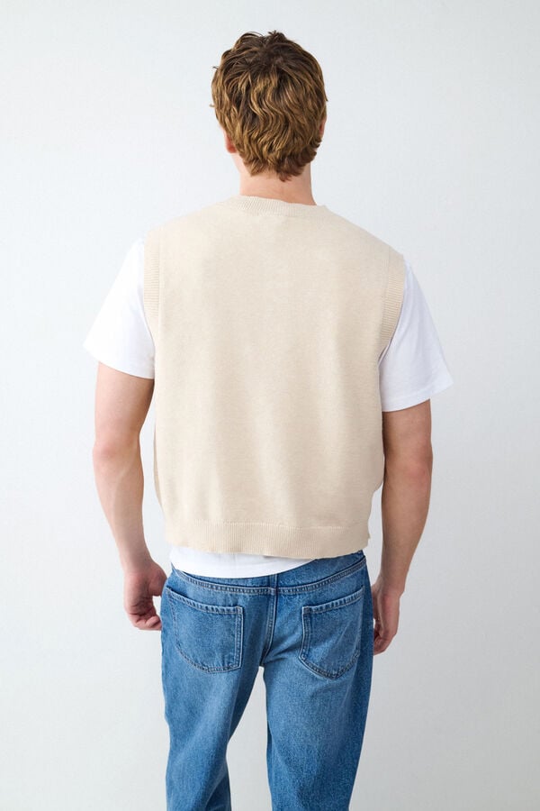 Balmohk Colete geom&eacute;trico de gola redonda bege