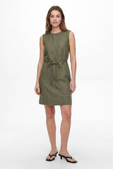 Pieces Vestido curto de linho sem mangas verde