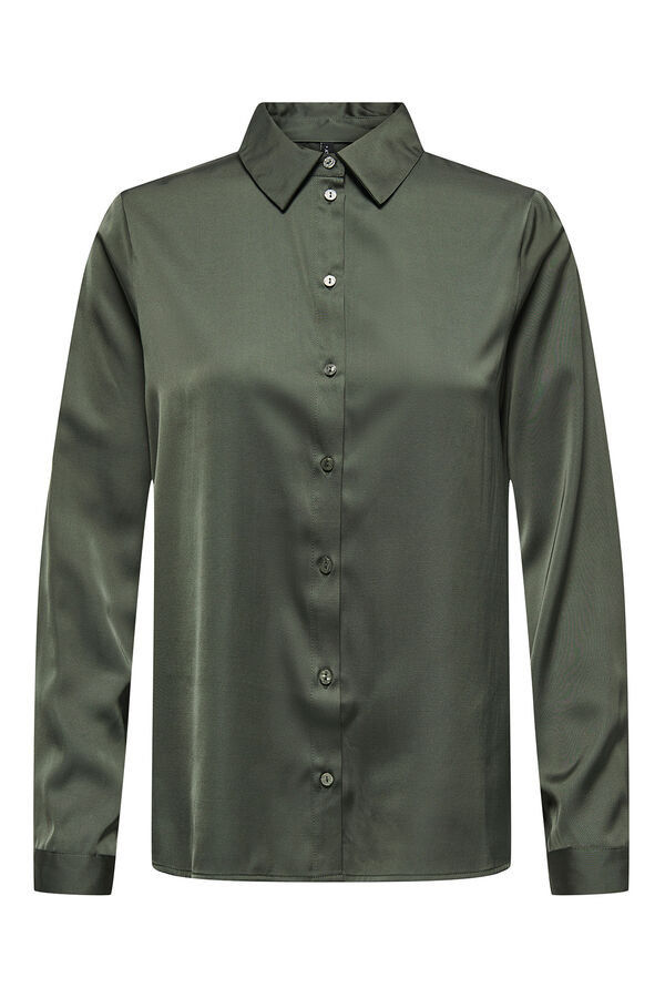 Only camisa de cetim bege