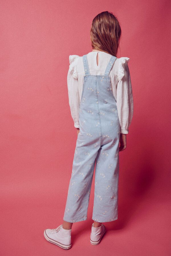 Springfield Kids Macac&atilde;o denim estampado de menina azul