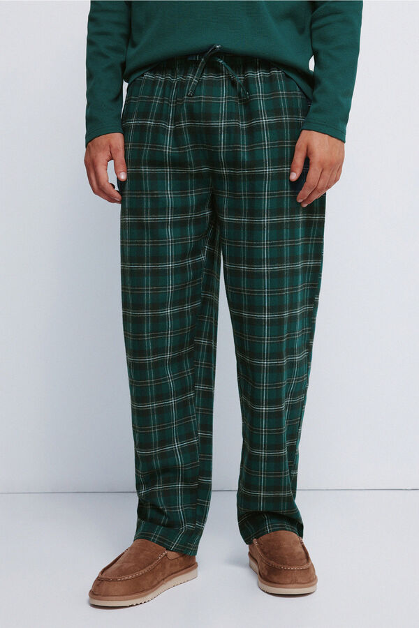 Springfield Pijama largo pantal&oacute;n cuadros verde