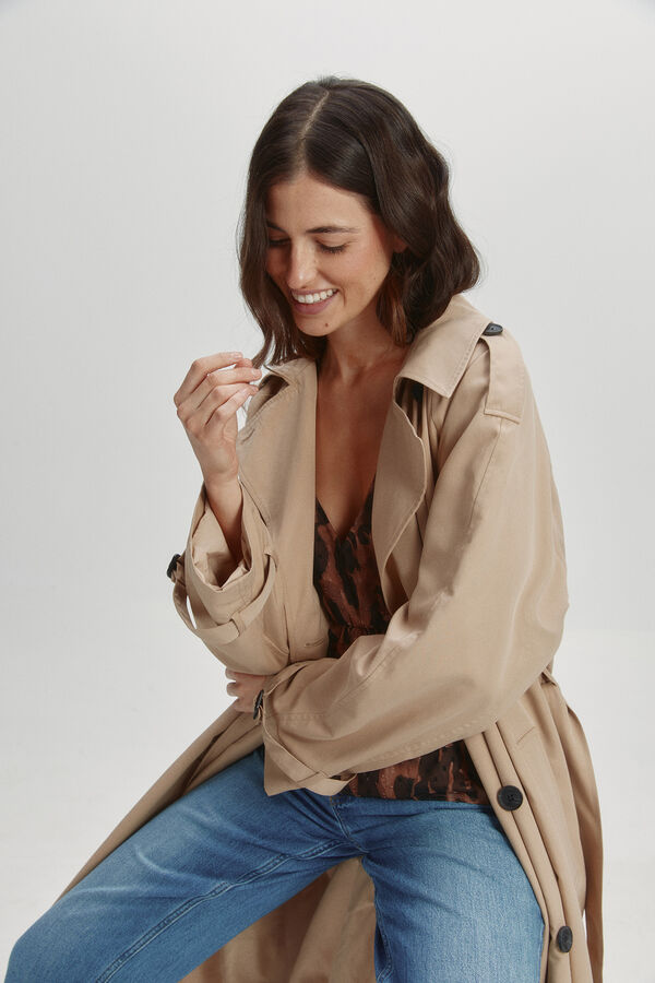 Only Parka larga entretiempo tostado