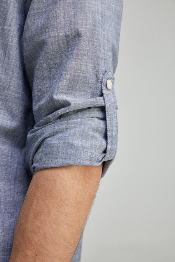 Springfield Camisa algod&oacute;n slub lisa azul