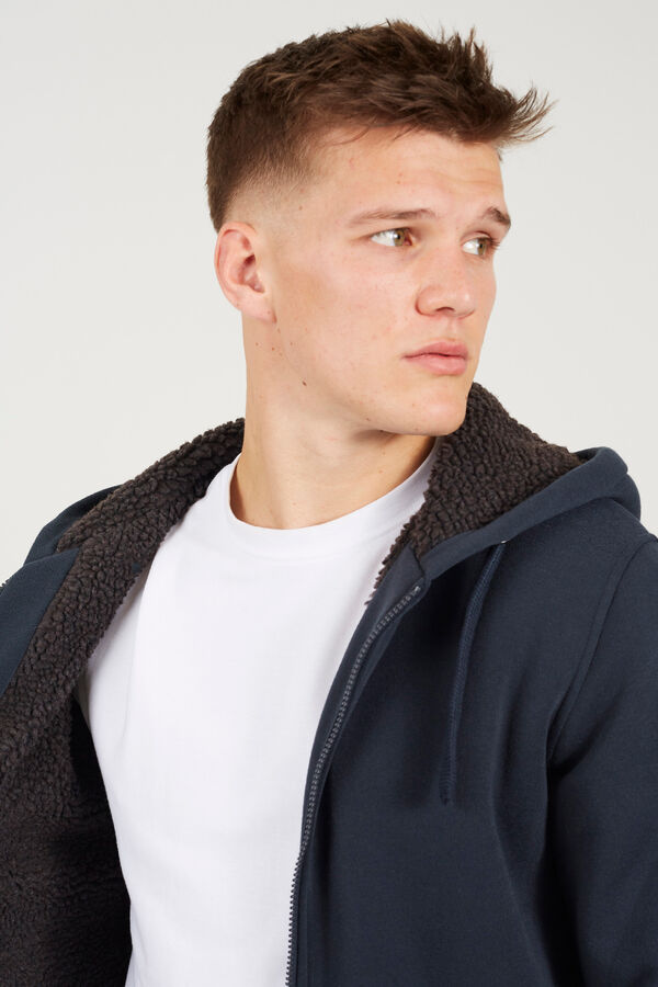 Brave Soul Sudadera con capucha y borrego gris