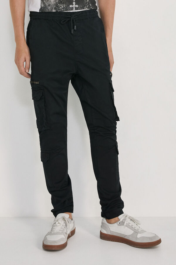 Springfield Pantalón multibolsillos negro