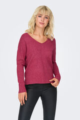 Only Su&eacute;ter com gola em V rosa