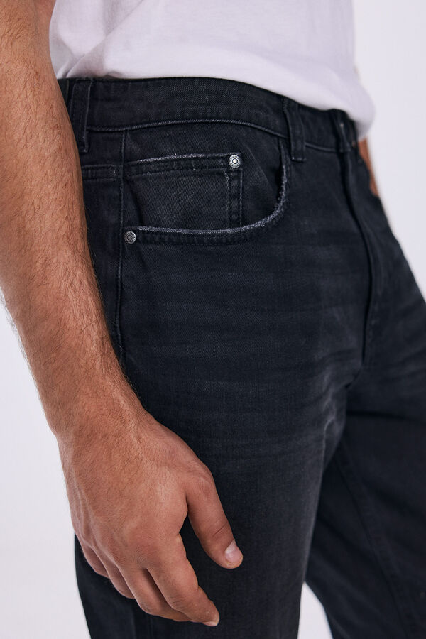 Springfield Calça jeans preta regular cinzento