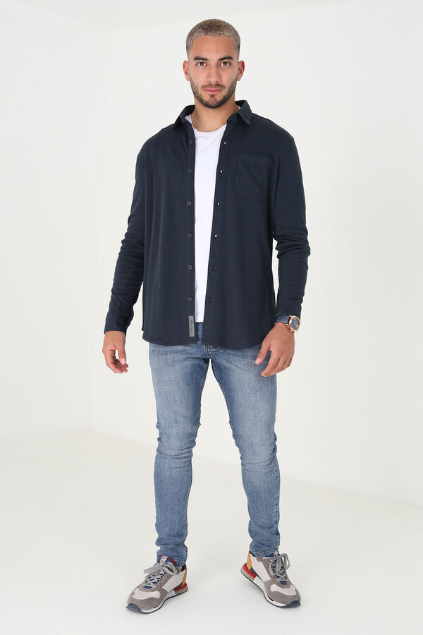 Brave Soul Camisa manga comprida com bolso azul