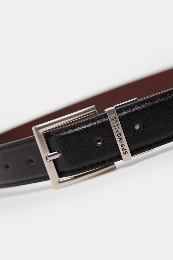 Springfield Cintur&oacute;n efecto piel reversible negro