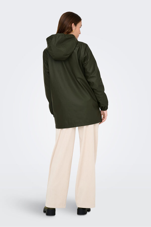 JDY Chubasquero con capucha verde