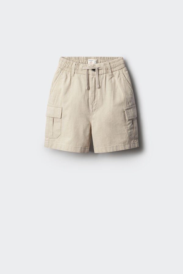 Springfield Kids Shorts cargo de linho para meninos branco