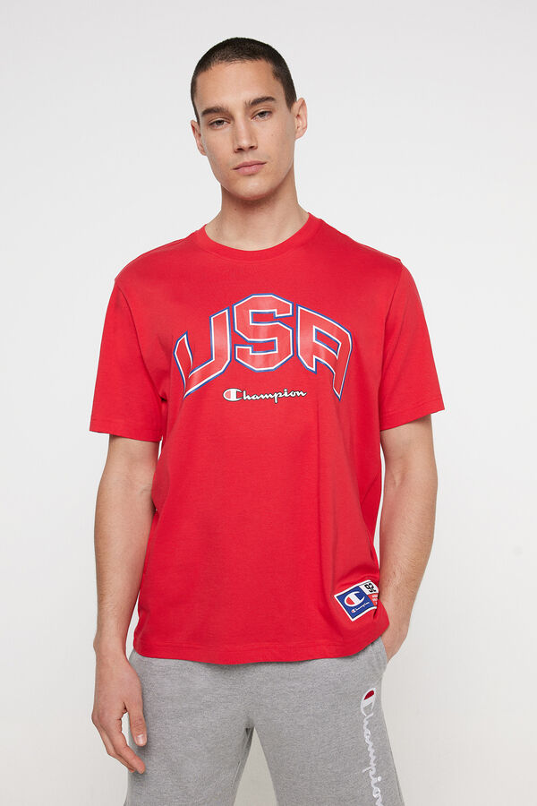 Champion T-shirt manga curta de homem vermelho