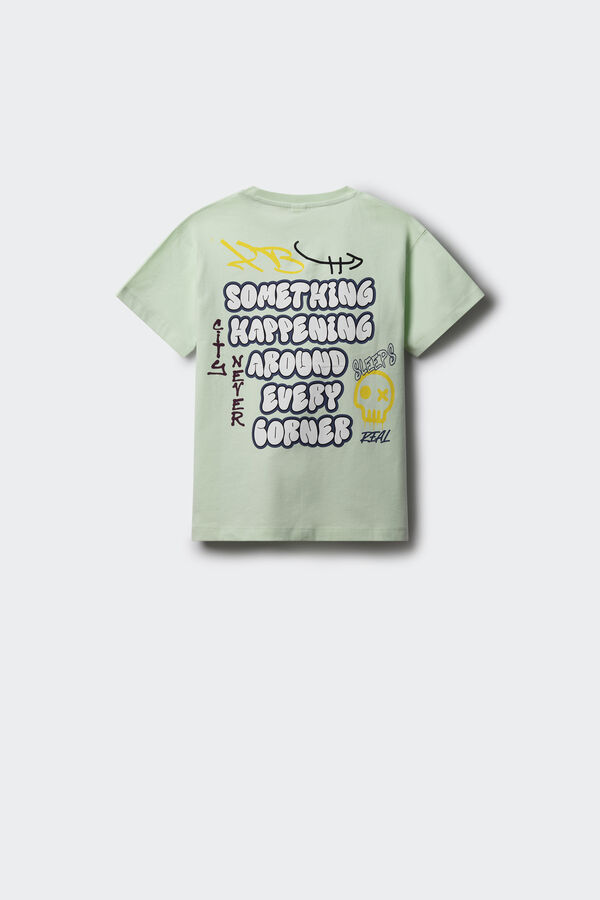 Springfield Kids Camiseta com caveira de menino verde