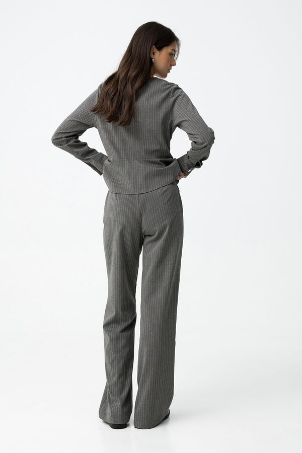 Tiffosi Pantalones Rectos a Rayas gris