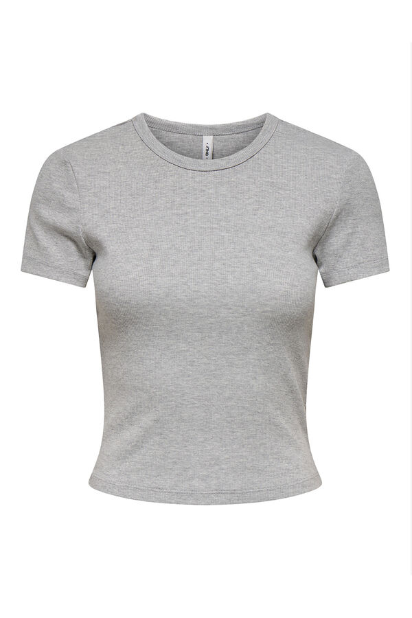 Only Camiseta crop de canal&eacute; gris