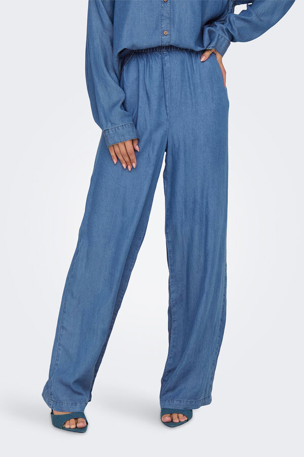 Only Calças de perna larga azul