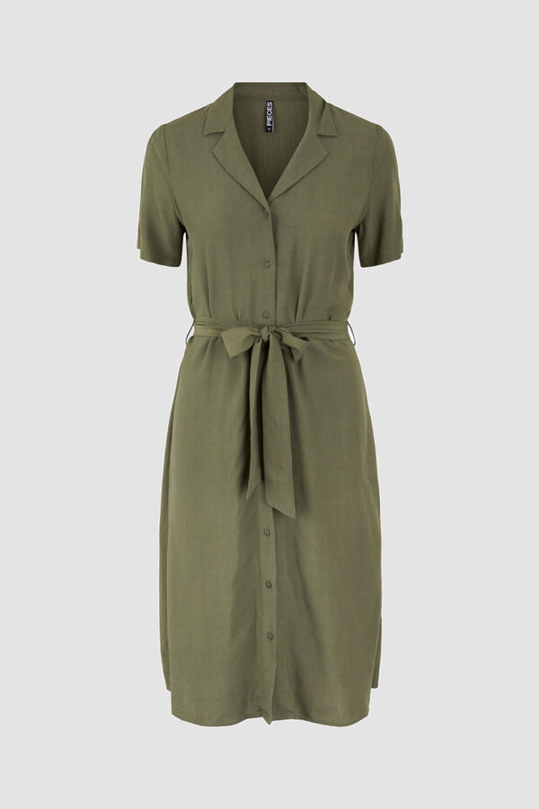 Pieces Vestido midi camisero verde