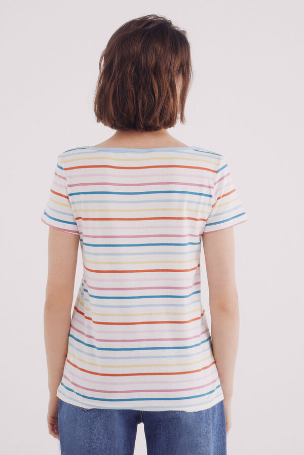 Springfield Camiseta semi entallada cuello barco blanco