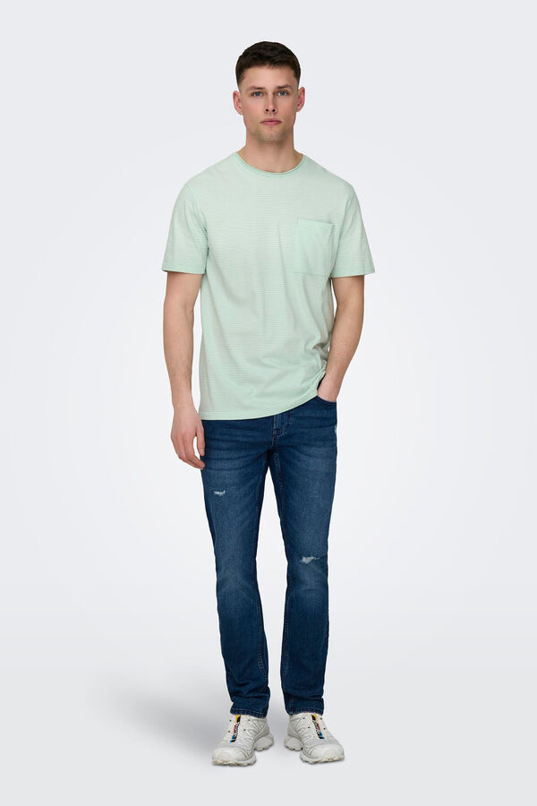 Only & Sons Camisola de manga curta com bolso cinzento