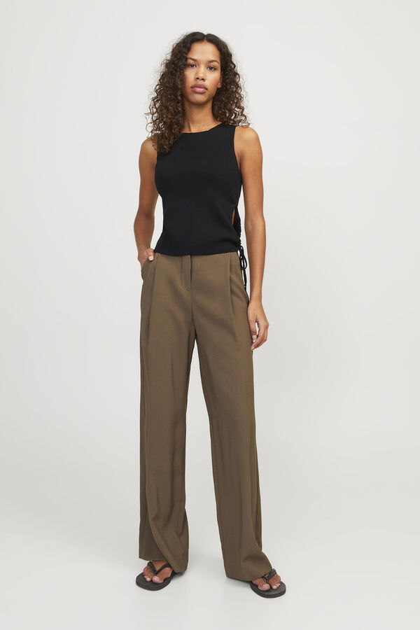 Jack & Jones Top de malha fina com franzido preto