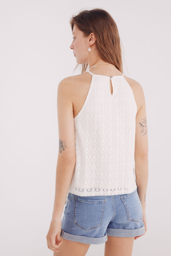 Springfield crochet de halter com decote estampado