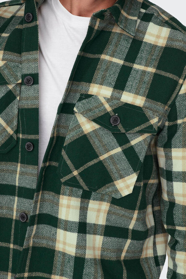 Only & Sons Camisa estampado cuadros bolsillos turquesa