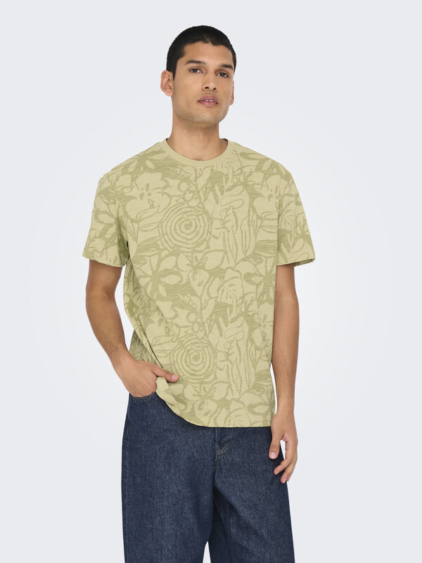 Only & Sons Camiseta manga corta estampada marr&oacute;n