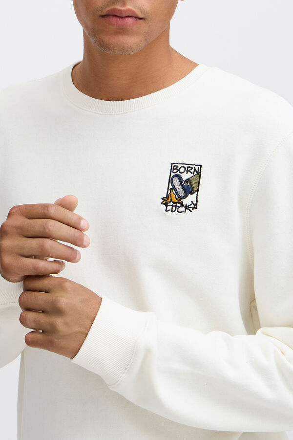 Blend Sweatshirt Com Gola Redonda bege