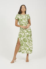 Brave Soul Vestido estampado de manga curta bege