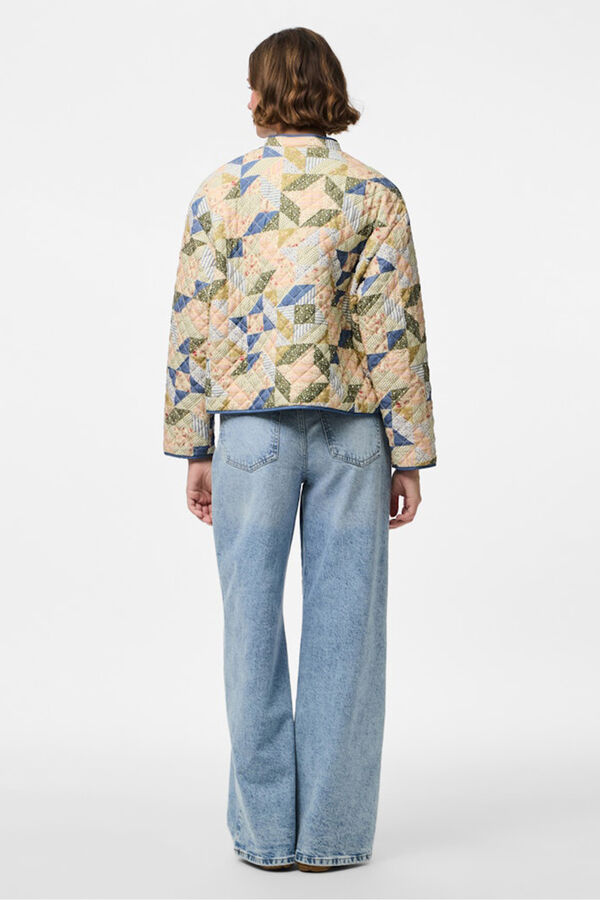 Pieces Chaqueta quilted patchwork gris