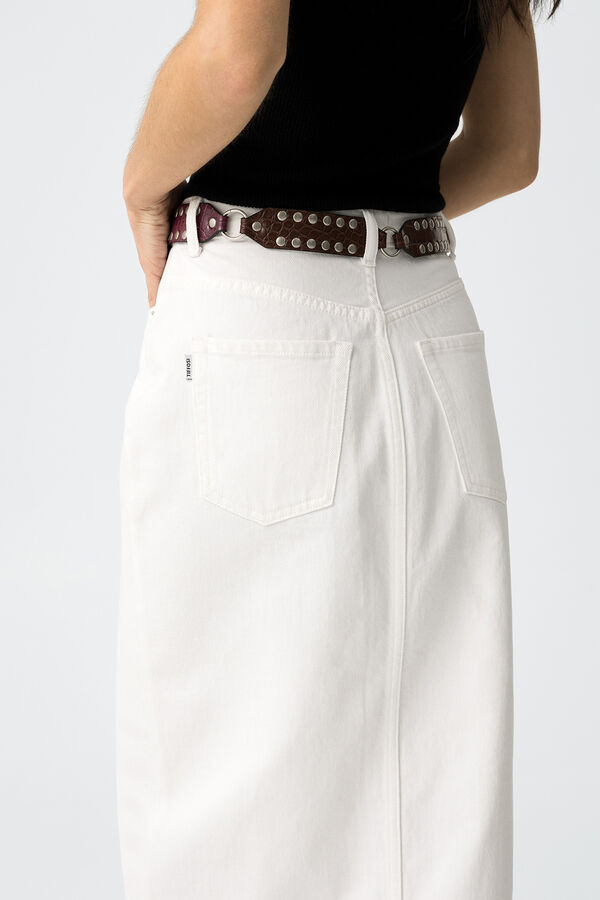 Tiffosi Falda Midi con Abertura Delantera blanco