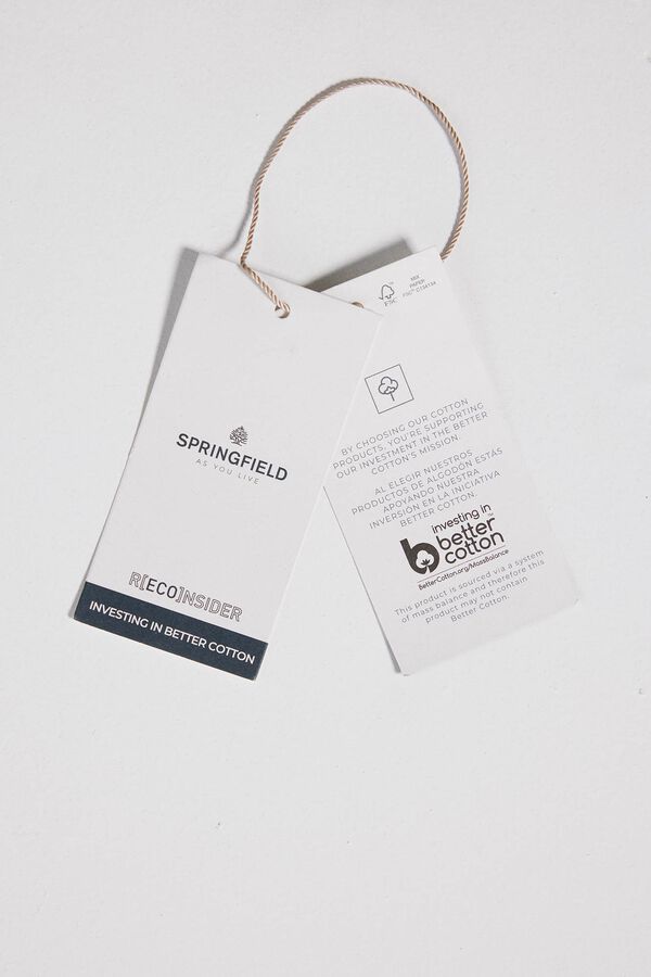 Springfield Camisa manga corta jacquard bordado azul