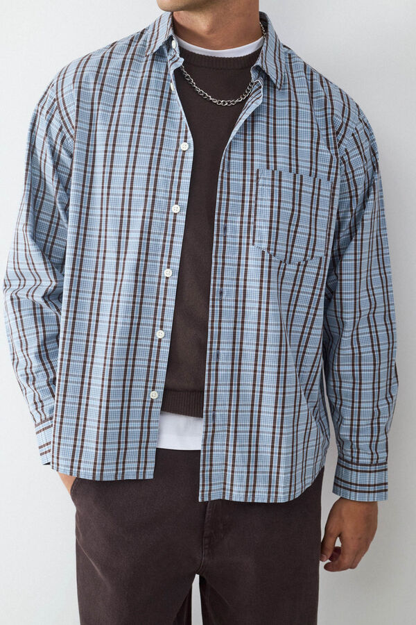 Balmohk Camisa manga larga oversize bolsillo marr&oacute;n