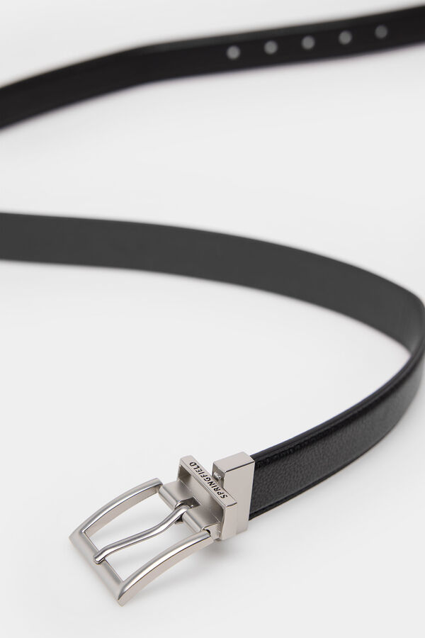 Springfield Cintur&oacute;n efecto piel reversible negro