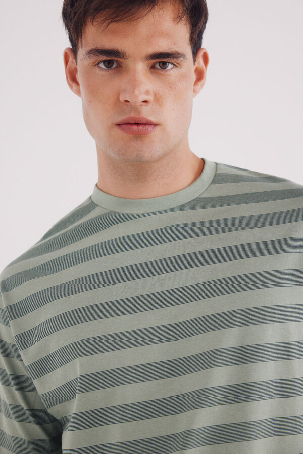 Springfield Camisola microrriscas azul