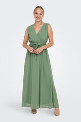 Only Vestido comprido decote em bico verde