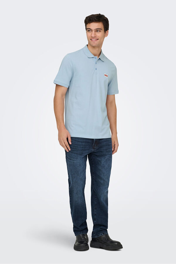 Only & Sons Polo com detalhe frontal azul