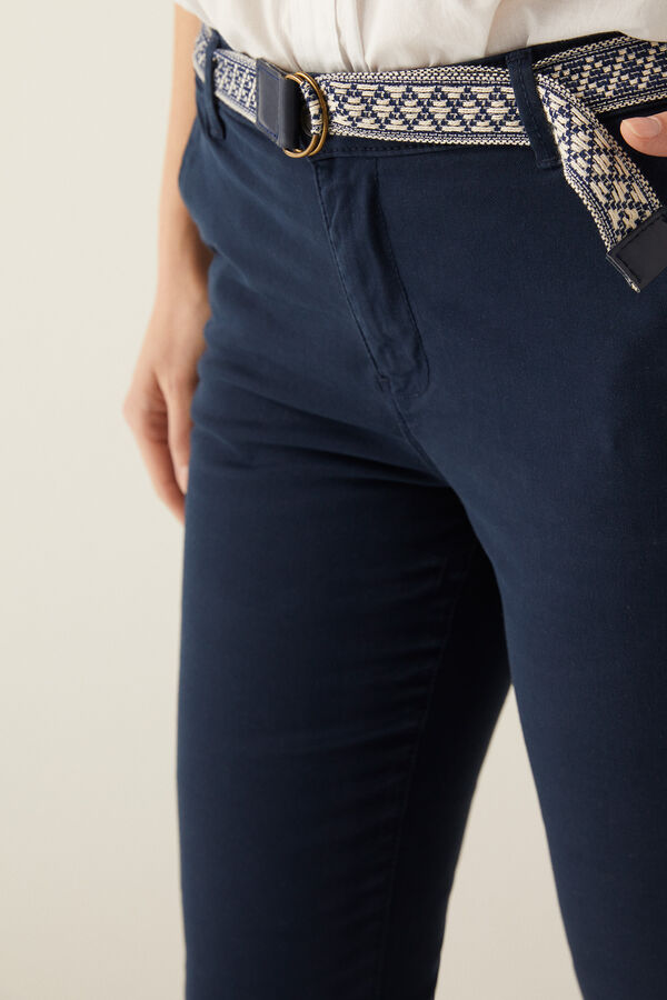 Springfield Pantalón chino cinturón azul medio