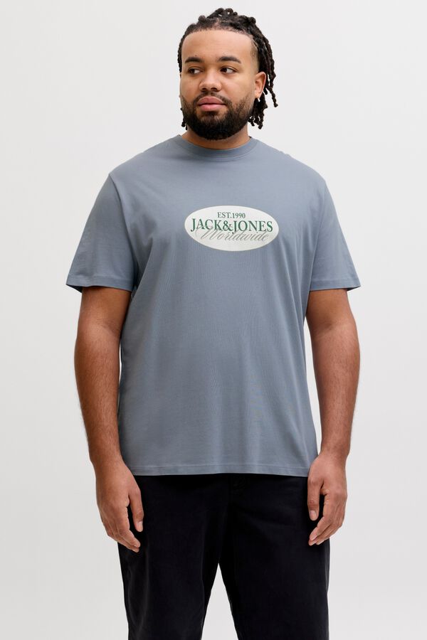 Jack & Jones PLUS T-shirt b&aacute;sica manga curta azul