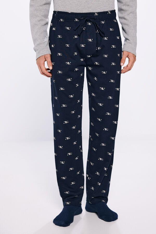 Springfield Pijama largo camiseta waffle moto gris