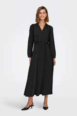 Only Vestido largo camisero de gasa negro