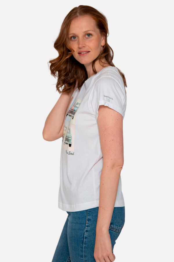Springfield T-shirt manga curta estampada  branco