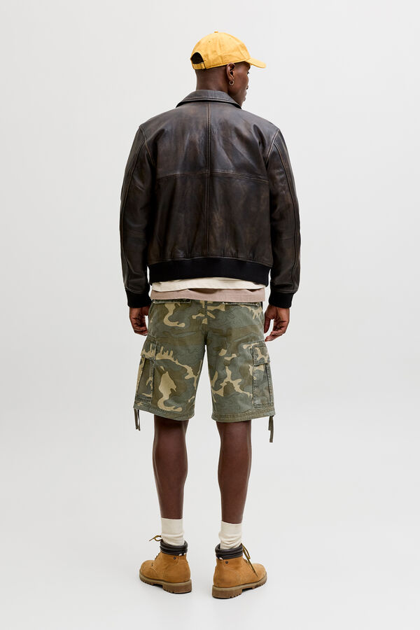 Jack & Jones Bermuda relaxed camuflagem verde