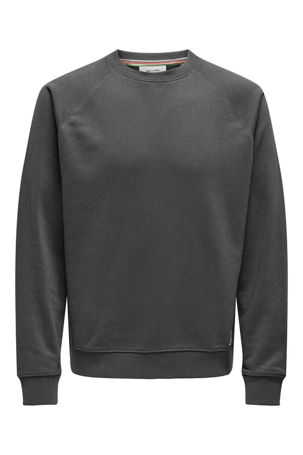 Only & Sons Sweatshirt com gola redonda e estampado nas costas cinzento