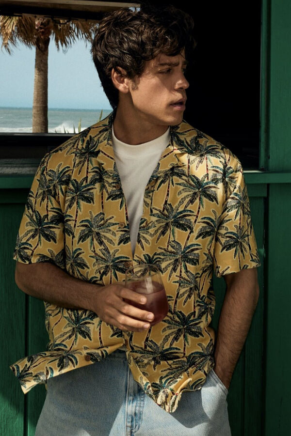 Springfield Camisa de manga curta de viscose estampado estampado